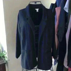 Est. 1946 Women's Size M Button Blazer Black Long Sleeve Solid Viscose